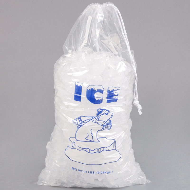 20lb LDPE Durable Ice Block Plastic Bags With Drawstring Closure