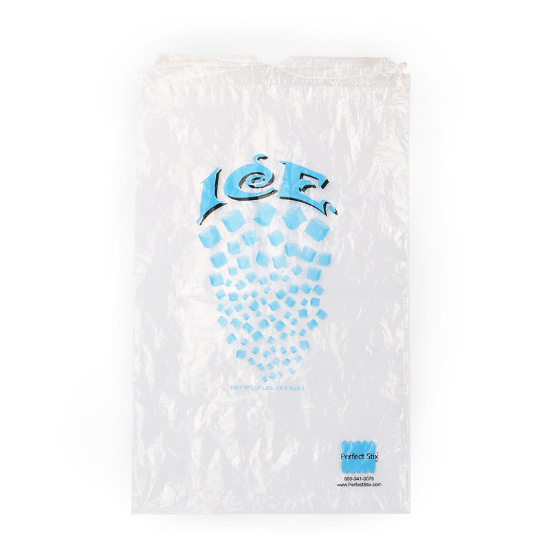 LDPE 8lb 10lb Disposable Ice Cube Bags With Drawstring