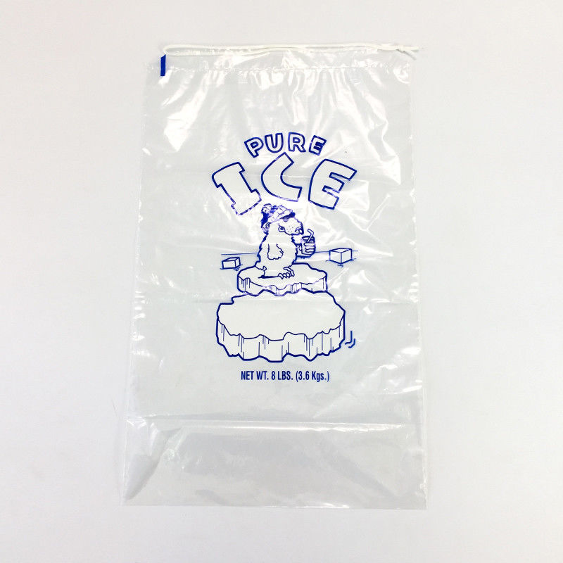 Durable Heavy Duty Plastic ice bags with drawstring 11 by 19 Inch