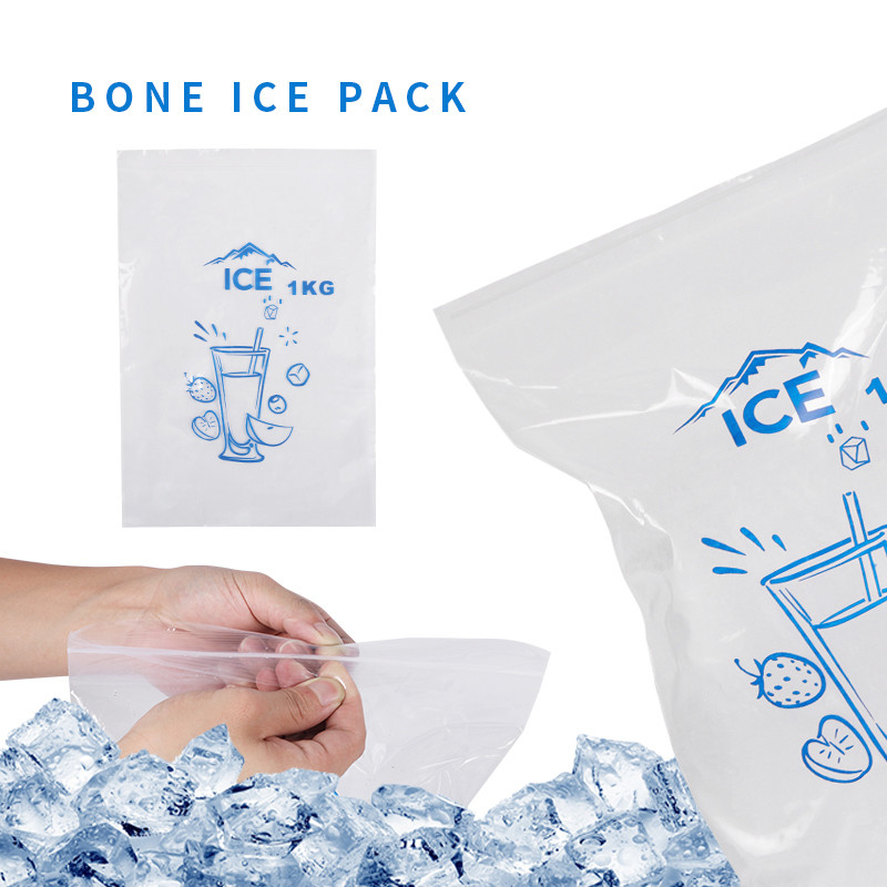 1KG LDPE Ziplock Plastic Ice Bags 0.035-0.05mm
