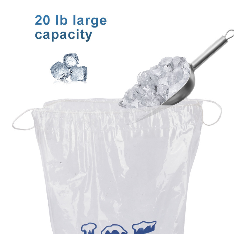 20lb LDPE Durable Plastic Ice Bags Heat seal With Drawstring Closure - Image 4